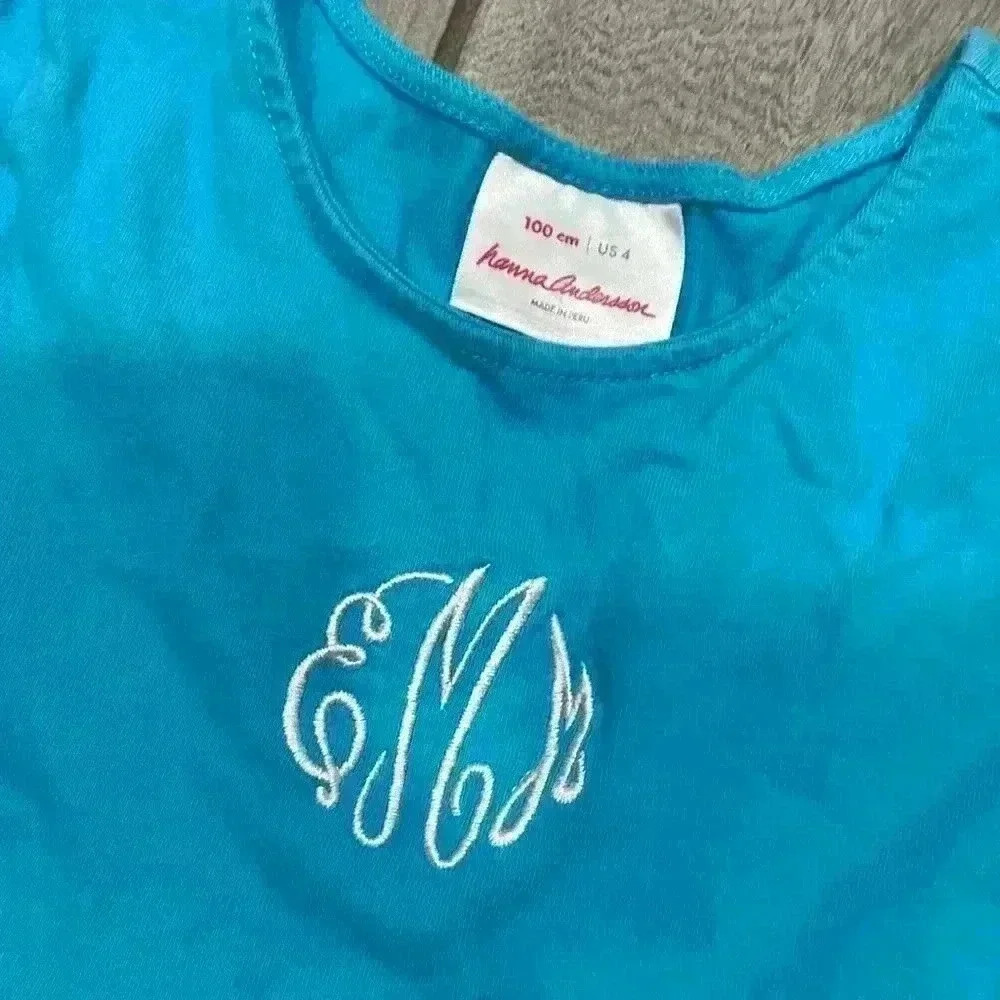 Hanna Andersson Monogrammed Blue dress Size 100 Size 4​ - Picture 2 of 3